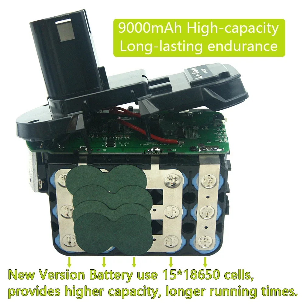 Литий-ионная аккумуляторная батарея 18 В 9000 мАч для Ryobi ONE + P108 P109 P106 P105 P104 P103 RB18L50
