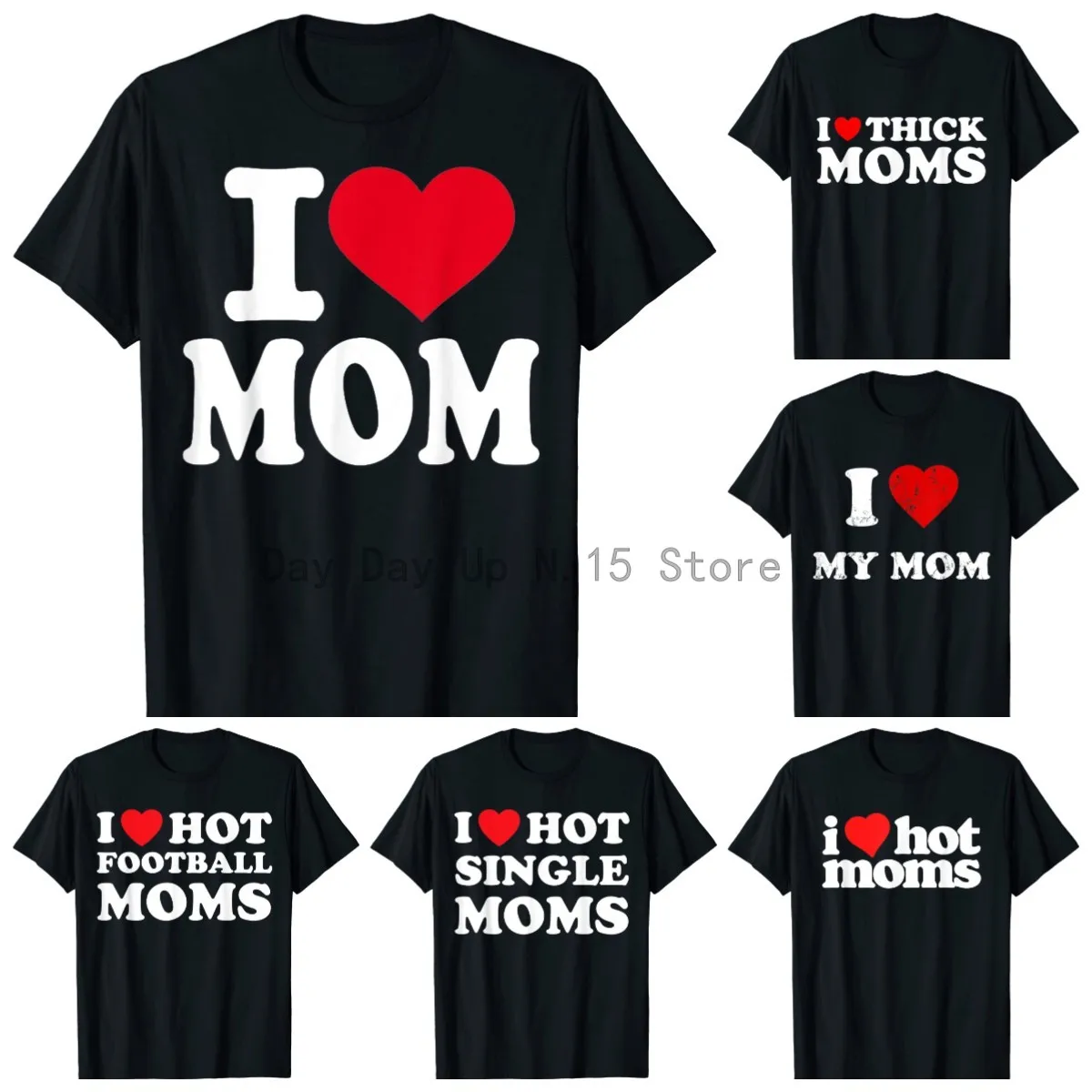 

I Love Hot Moms Funny 80s Vintage Minimalist T-Shirt