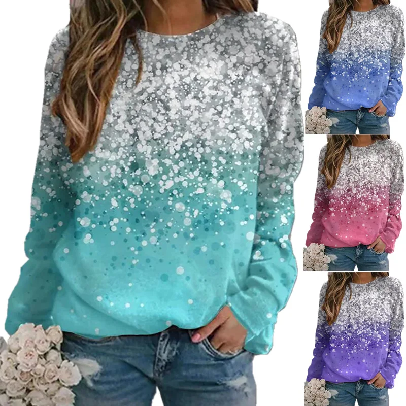 

2022 Autumn And Winter New Women's Printed Round Neck Long Sleeve T-shirt