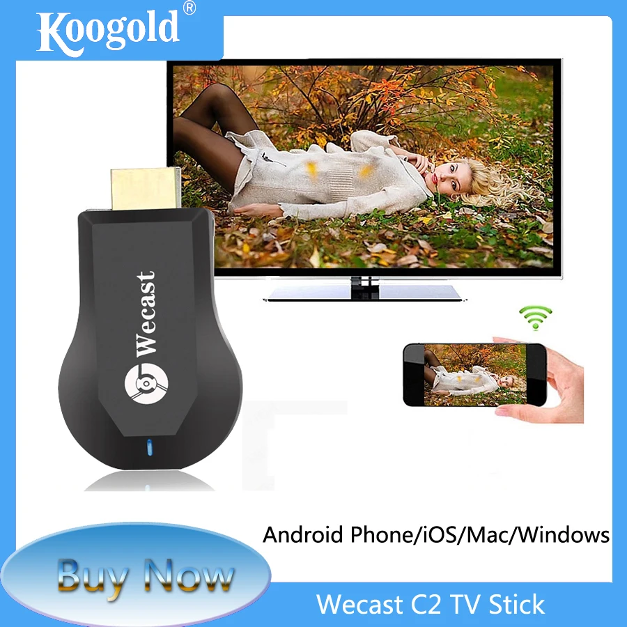 

KOOGOLD C2 Smart TV Stick 1080P Wifi Display Dongle Hdmi-compatible for iPhone Android IOS Vedio Adapter Fashion Dlna Anycast