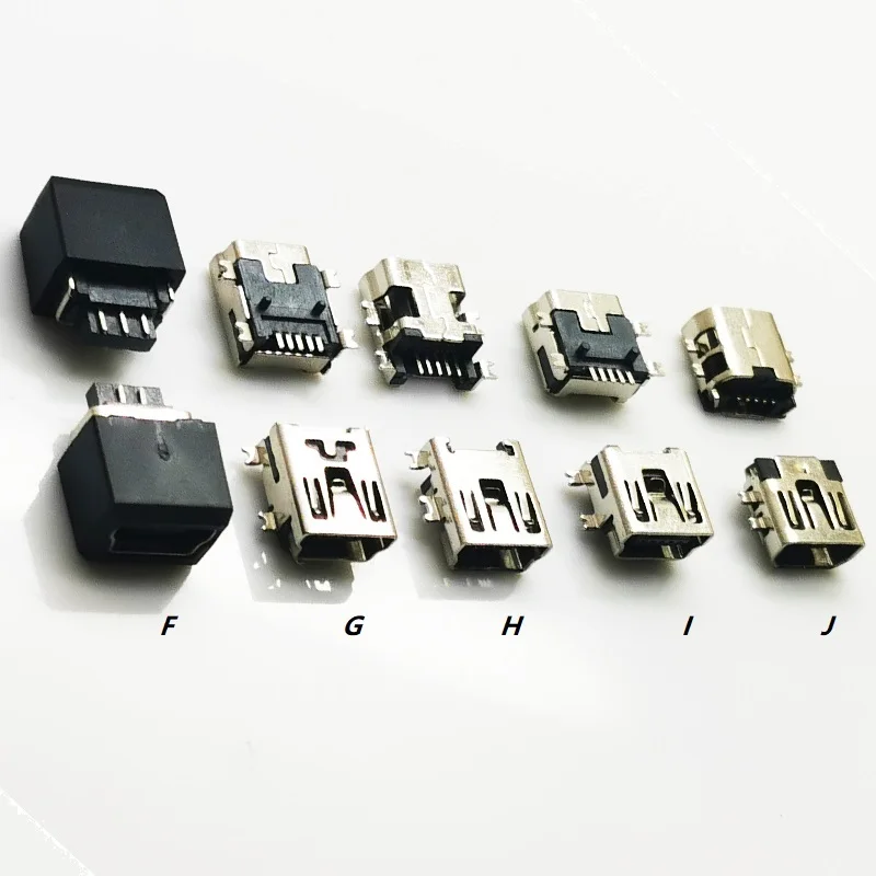 

10pcs/30pcs 5Types Short Long Mini USB 2.0 Connector 5pin B Type Female Jack Sink 4Feet SMT Connector For Tail Power Charging