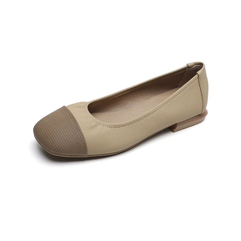 

2022 New Summer Women's Shoes Square Toe Flat Bottom Small Fragrance Style Color Matching Light Mouth Soft Bottom Beanie Shoes