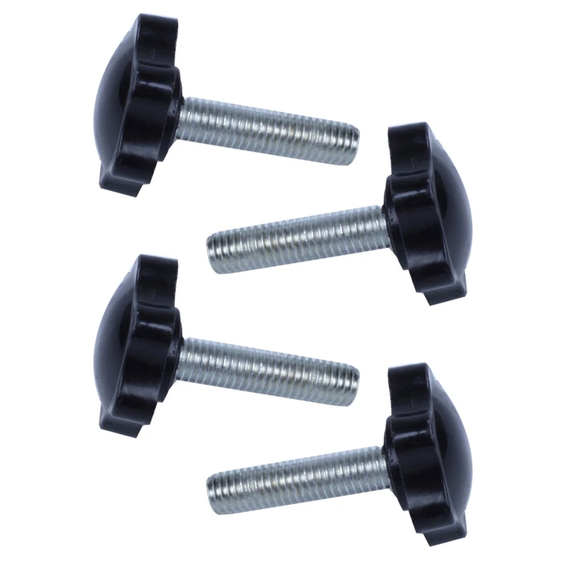 

4 Pcs M8 x 30mm Male Thread 32mm Star Head Clamping Knob Black