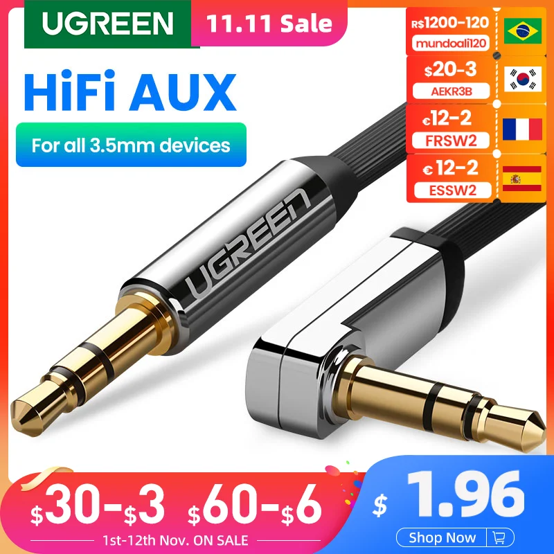 

UGREEN Aux Cable Speaker Cable 3.5mm Audio Cable for Car Headphone Audio 3.5mm Jack Speaker for Samsung Xiaomi Cable Aux 3.5mm