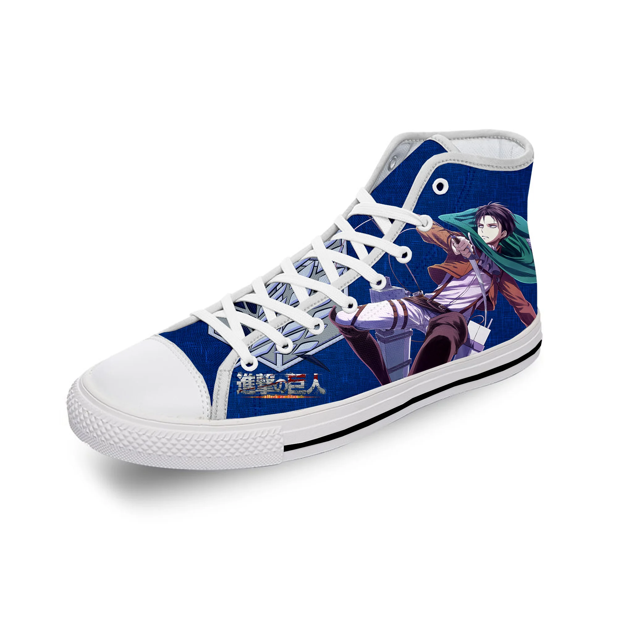 

Anime Manga Attack on Titan Levi Ackerman Casual Cloth 3D Print High Top Canvas Fashion Shoes Men Women Breathable Sneakers