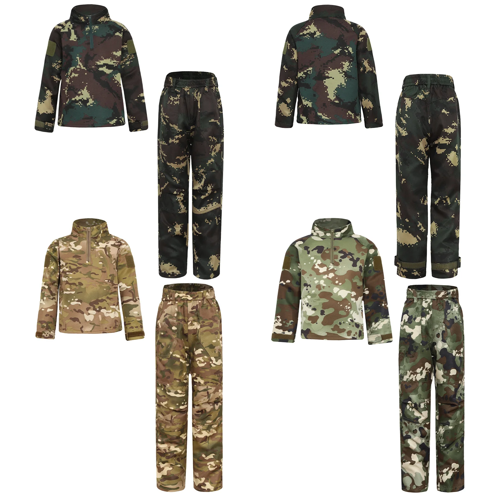 Детские военные костюмы для девочек и мальчиков камуфляжная форма боевой