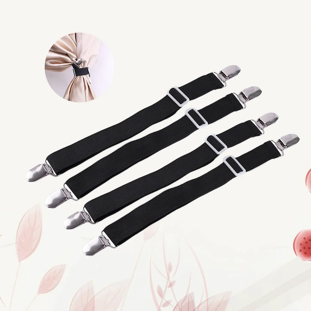 

4pcs Bed Sheet Adjustable Fasteners Suspenders Gripper Elastic Straps Clips for Various Bed Sheets Mattress Covers Sofa Forceps