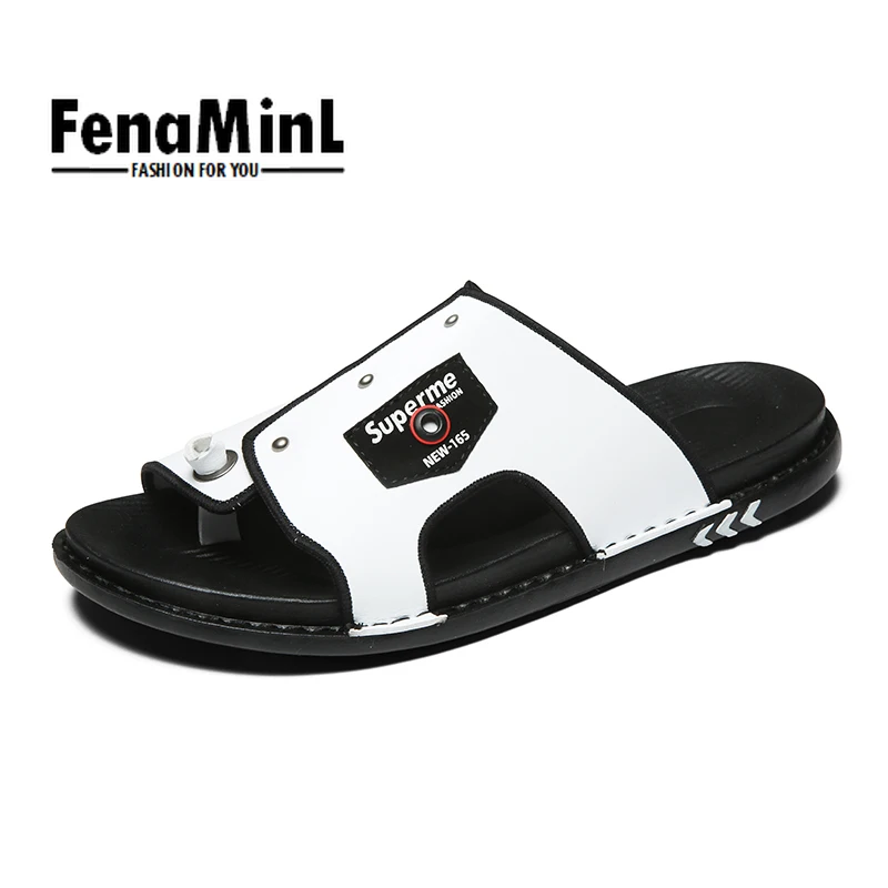 

2022 Men Spring leather luxury designer Slippers New Fashion hand stitched slippers shower Comfortable and Breathable Size38-45
