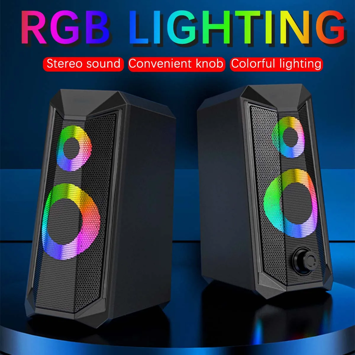 

K102 RGB 3D Computer Speaker Surround Lossless Sound Quality Line Subwoofer Audio Desktop Home Sapeaker USB Wired Notebook
