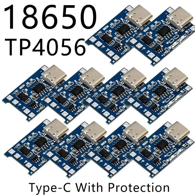 5/10PCS 5V 1A Type-C 18650 TP4056 Lithium Battery Charger Module Charging Board With Protection Dual Functions Li-ion