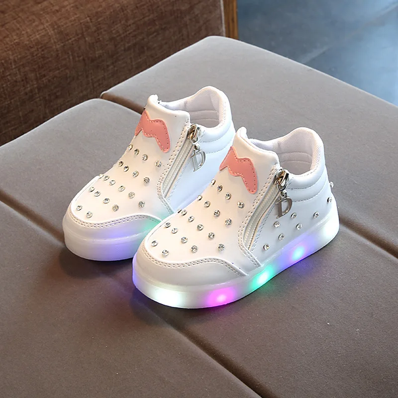 

Size 21-30 Luminous Led Shoes for Kids Girls Pink Princess Children Sneakers with Lights Glowing Toddler Shoes for Little Baby