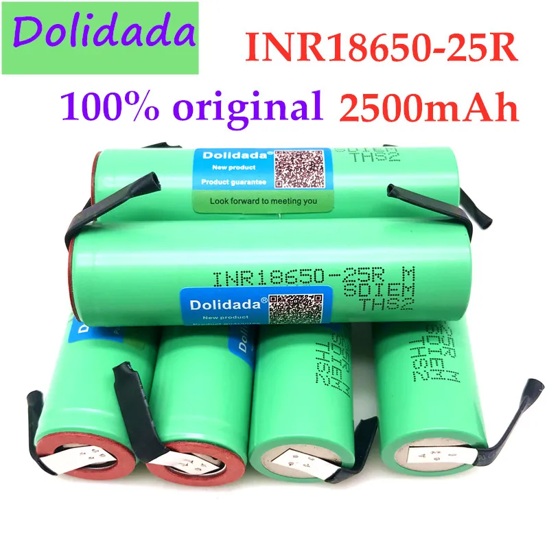 

100% Оригинальный Somsung 3,6 В 18650 2500 мА/ч INR18650 25R 20A батарея обруч литиевые батареи отвертка фонарик + никель сделай сам