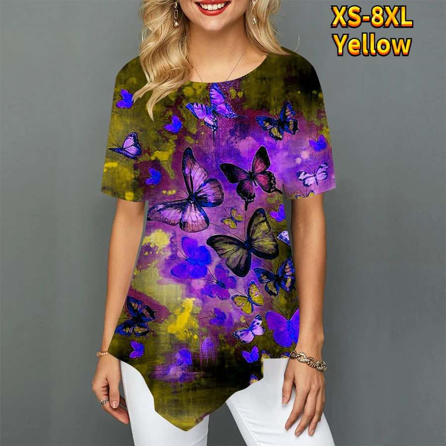 Женская зрелая ретро юбка с острым вырезом свободная женская футболка коротким