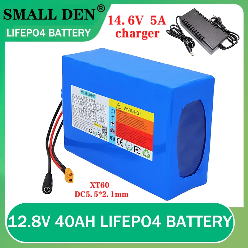 Аккумулятор Lifepo4 12,8 В 40 Ач + зарядное устройство 14,6 в 5 А 4S6P 32700 с одинаковым портом 40A, сбалансированный источник питания BMS 12 В + зарядное устройство