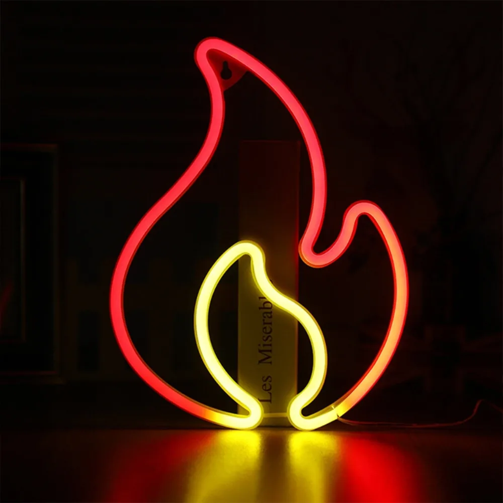 Flame Neon Lights for Wall Decor Battery/USB Powered Led Neon Signs Light up for Home/Kids Room/Bar/Christmas/Wedding Party