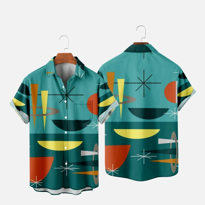 

Men's Hawaiian T-Shirt Y2K Hombre Fashion Shirts Retro Art 3D Print Cozy Casual Short Sleeve Beach Oversized Clothes 015