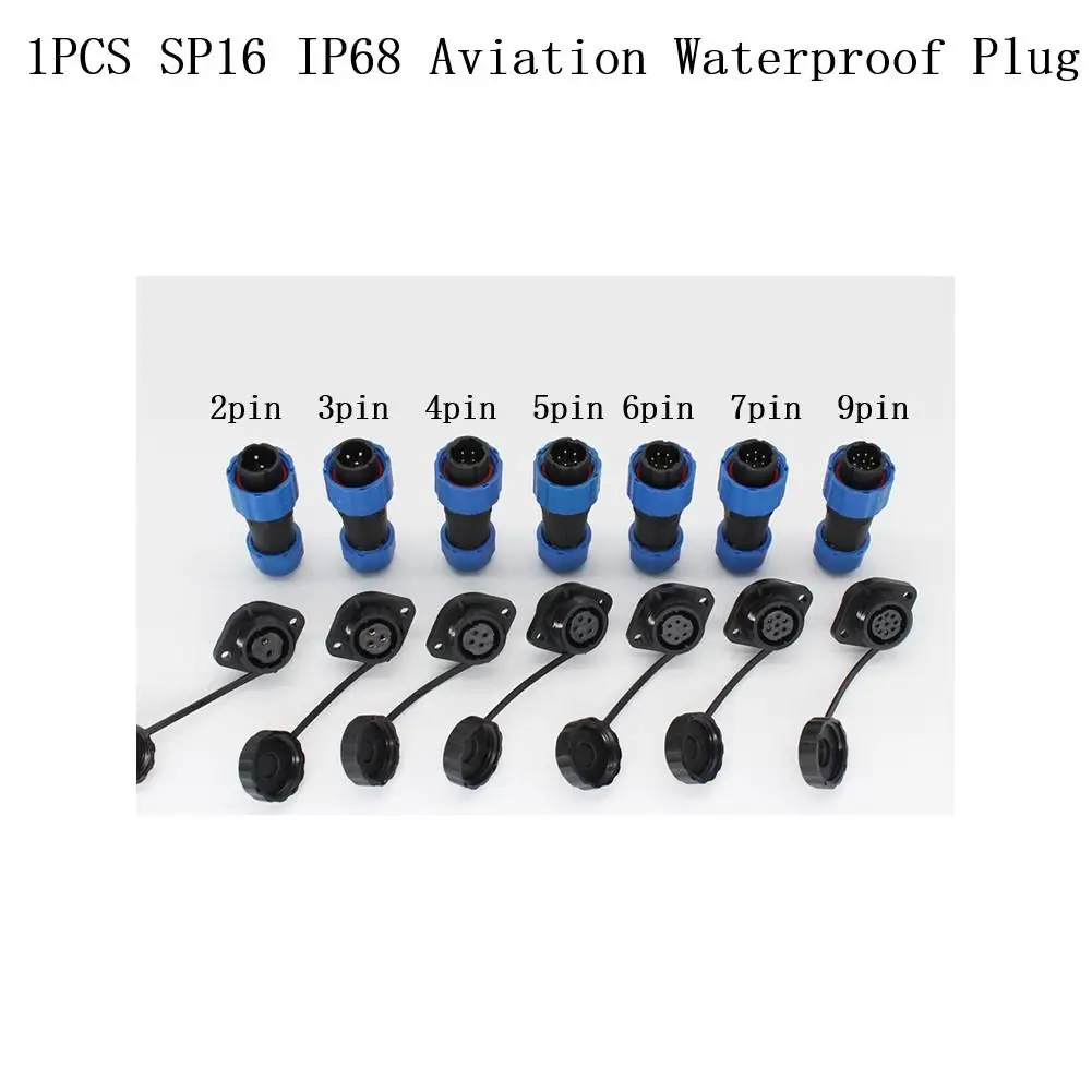 

Авиационный разъем SP16 IP68, автомобильная электроника, водонепроницаемый разъем, 1 шт., 2-9 контактов, 220-380 В, 5-45 А, синий, черный