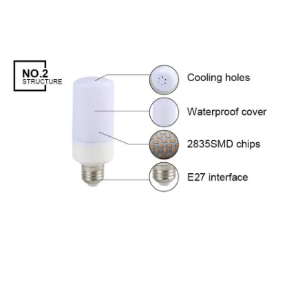 Новая светодиодная лампочка E27 с эффектом пламени лампочка-кукуруза B22 Мерцающая