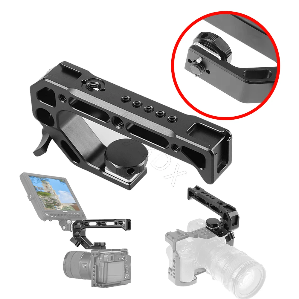 Camera Top Handle Hand Grip Handgrip Arri Locating Screw Monitor Mic Rig Cold Shoe for Nikon Canon Sony DSLR Camera Cage handle