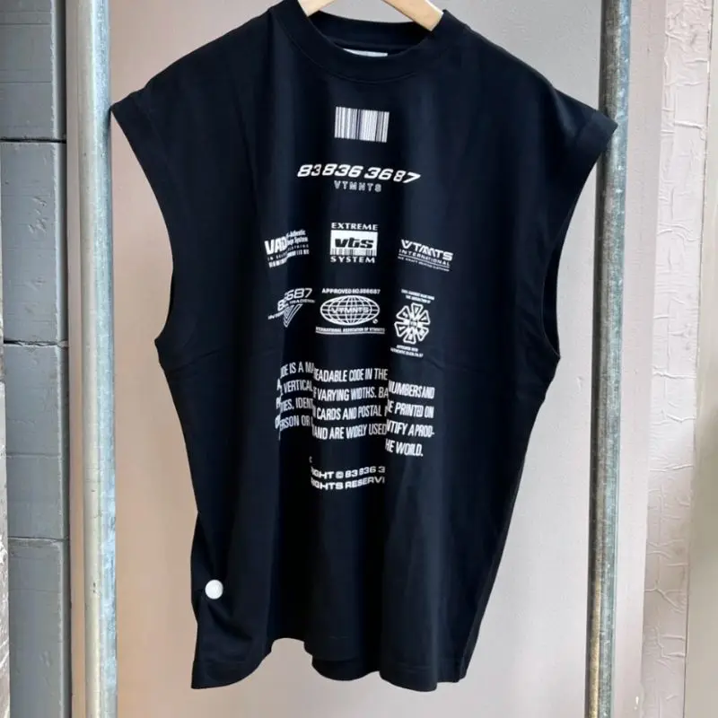 

High Street Fashion VETEMENTS Tank Top Cotton Letter Print Vest Casual Loose VTM Sleeveless T-shirts for Men Women