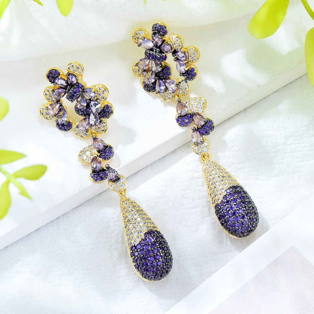 

Роскошные Полные кубические циркониевые Подвесные серьги blachetсвадебные ежедневные аристократические ювелирные изделия аксессуары