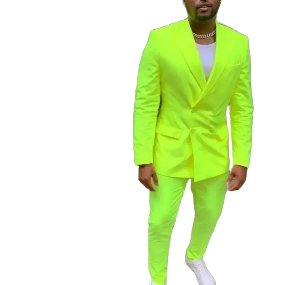 Флуоресцентные зеленые мужские костюмы смокинг одежда для жениха свадебный