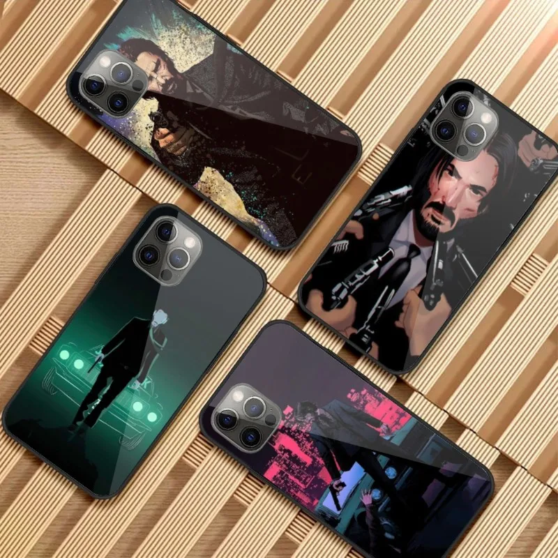 

John Cool Wick Phone Case for iPhone 14 13 12 11 XS X 8 7 6 Plus Mini Pro Max SE 2022 PC Glass Cover Funda Shell