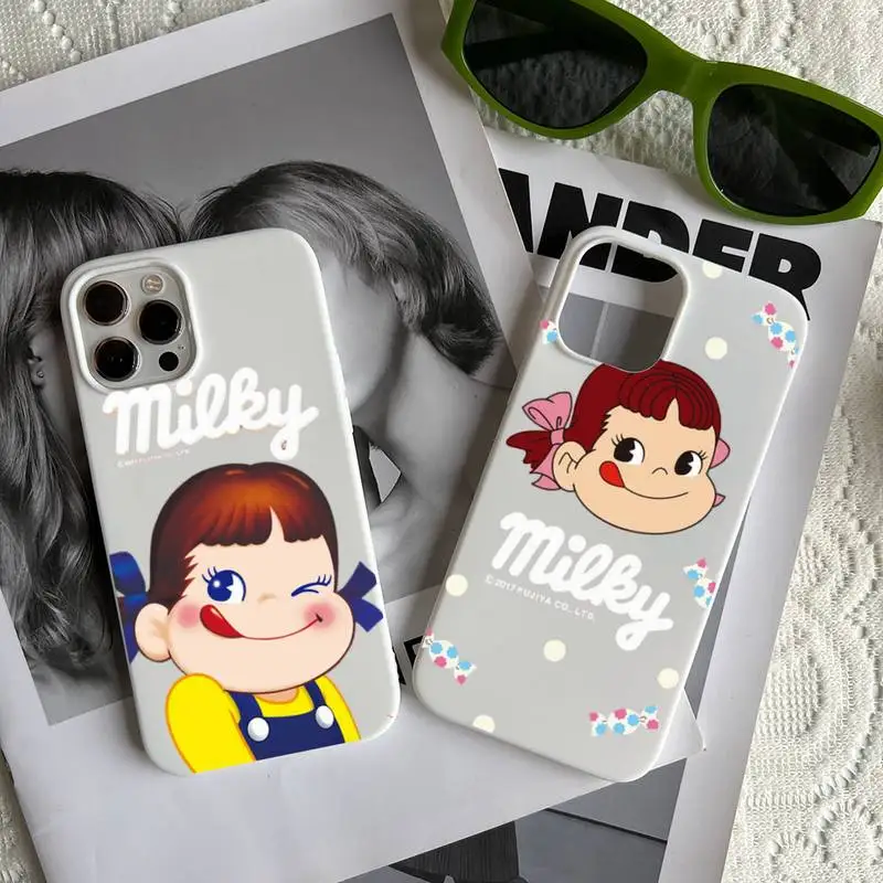 

Cartoon Fujiya Peko Milky Girl Phone Case White Fundas Shell Cover For Iphone 6 6s 7 8 Plus Xr X Xs 11 12 13 Mini Pro Max