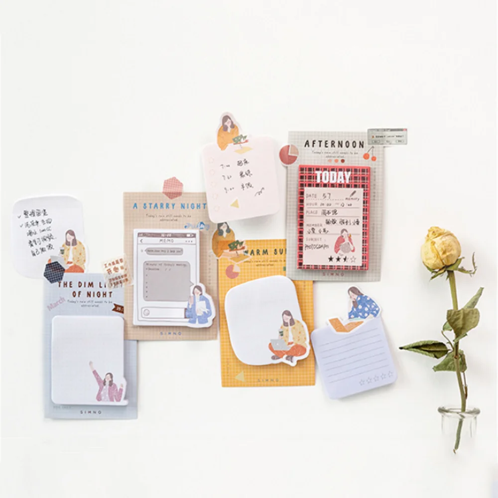 

30 Sheets Cute Memo Pad Cartoon Sticky Notes Kawaii Stationery To Do List Message Notepad School Office Writing Supplie