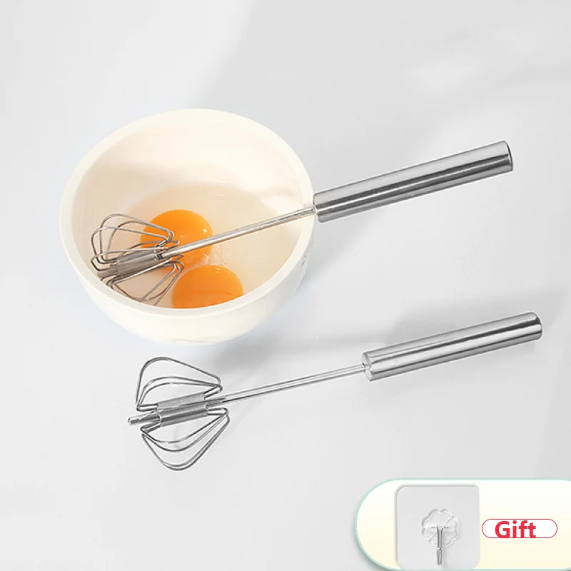 

Semi-automatic Egg Beater 304 Stainless Steel Egg Whisk Manual Hand Mixer Self Turning Egg Stirrer Kitchen Accessories Egg Tools