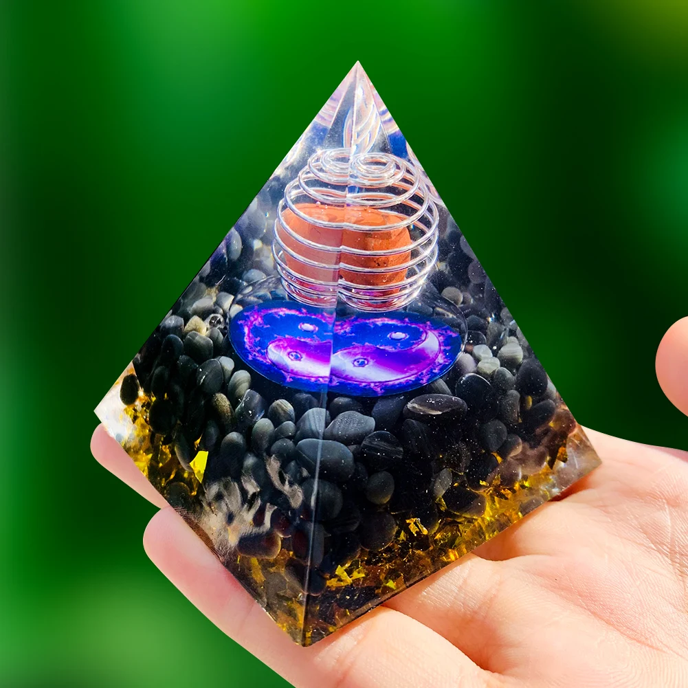 

Taoism Yin Yang Tai Chi планета, шар Agate египетская Пирамида настоящий обсидиан кварцевый драгоценный камень поделки Wiccan чакры Йога Медитация