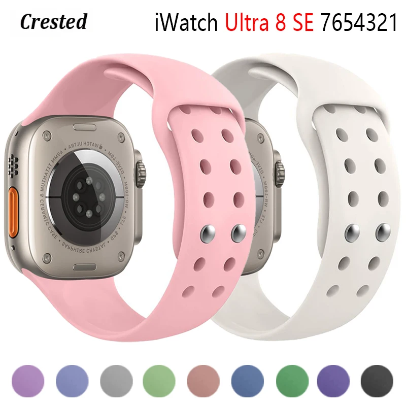 

Strap For Apple Watch Series 7 8 Ultra SE 7 6 5 4 3 Silicone Sports Bracelet IWatch Band 44mm 40mm 45mm 41mm 42mm 38mm 45 44 mm