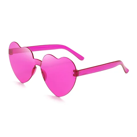 Уличные солнцезащитные очки без оправы в форме сердца для женщин модные прозрачные солнцезащитные очки конфетных цветов