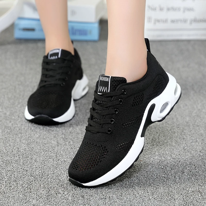Air Cushion Running Shoes Women's Fashion Sneakers for Jogging Tennis Athletic Sport Shoes Breathable Mesh Light Trainers Ladies