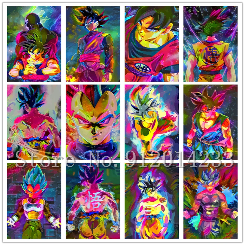

Bandai японское аниме Алмазная вышивка пейнинг Драконий жемчуг Сон Гоку Акварельная полноразмерная мозаика Стразы настенное искусство карти...