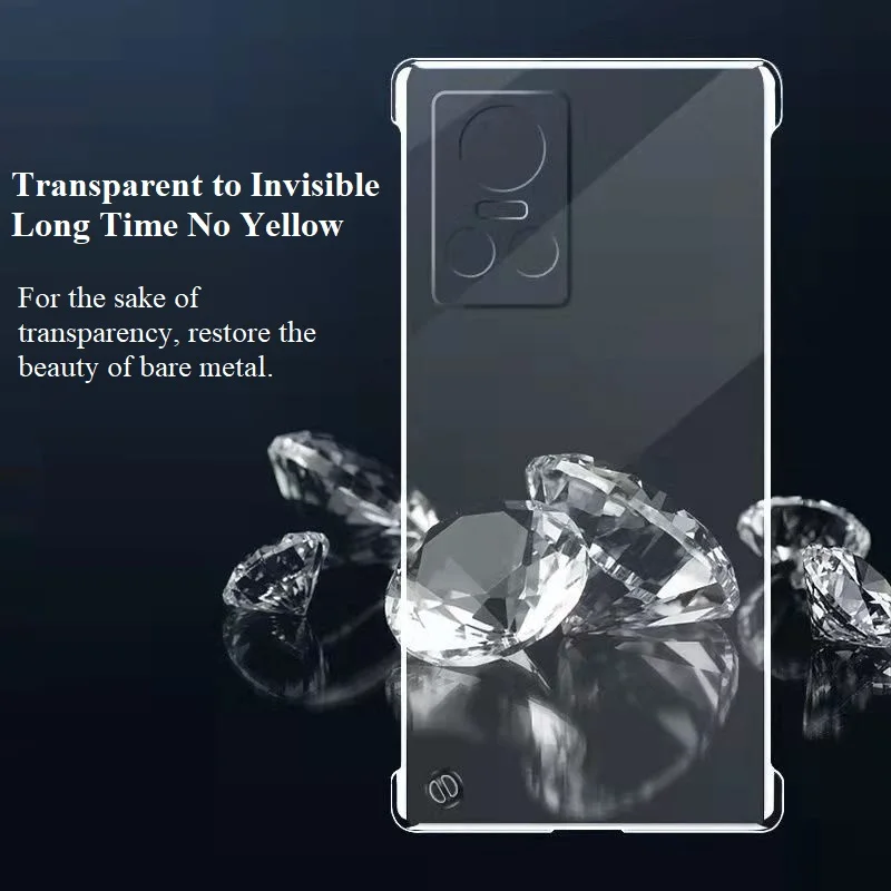 

Crystal Transparent Hard PC Borderless Phone Case Fine Hole All-inclusive Lens Frameless Back Cover Fit For Realme GT Neo3