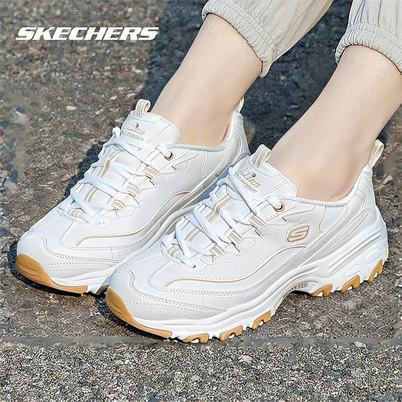 Фото Skechers 149807-WHT Белые D'LITES 1.0 Женские кроссовки Panda на массивной платформе для повседневной ходьбы в стиле 