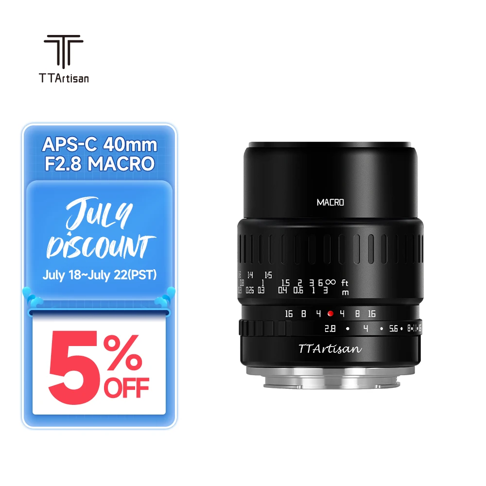 

Макрообъектив TTArtisan 40 мм F2.8 для Sony E Mount a6600 Fujifilm XT4 XA XE X-Pro Canon M50 Panasonic Olympus M43 Nikon Z30 камера