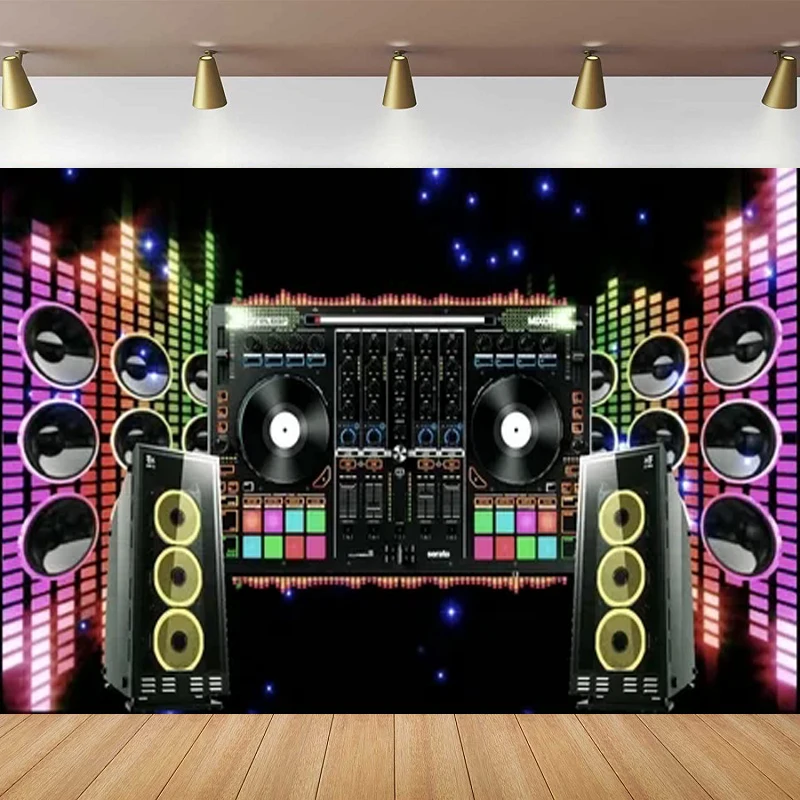 

70s 80s 90s Disco Party Photography Backdrop For Let's Glow Crazy Adults Birthday Background Shining Neon Night Speaker Decor