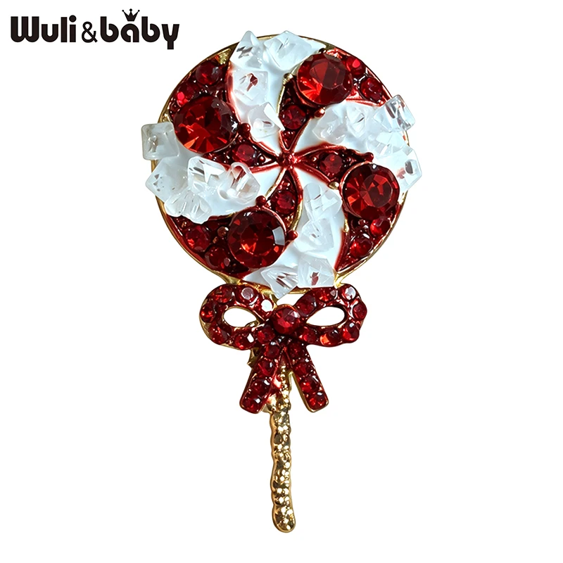 Фото Броши Wuli&baby Lovely Crystal Lollipop для женщин и мужчин, броши в форме конфет, подарки на Рождество и Новый год №1
