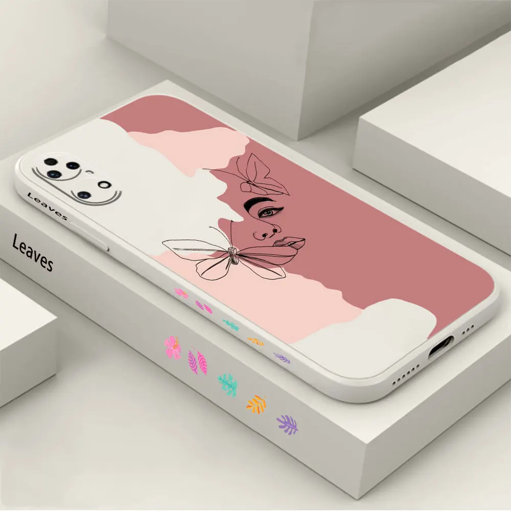 Funny Abstract Art Lines Fashion Phone Case For Huawei P60 P50 P40 P30 P20 Mate 50 40 30 20 20X 10 Colour Liquid Silicone Cover