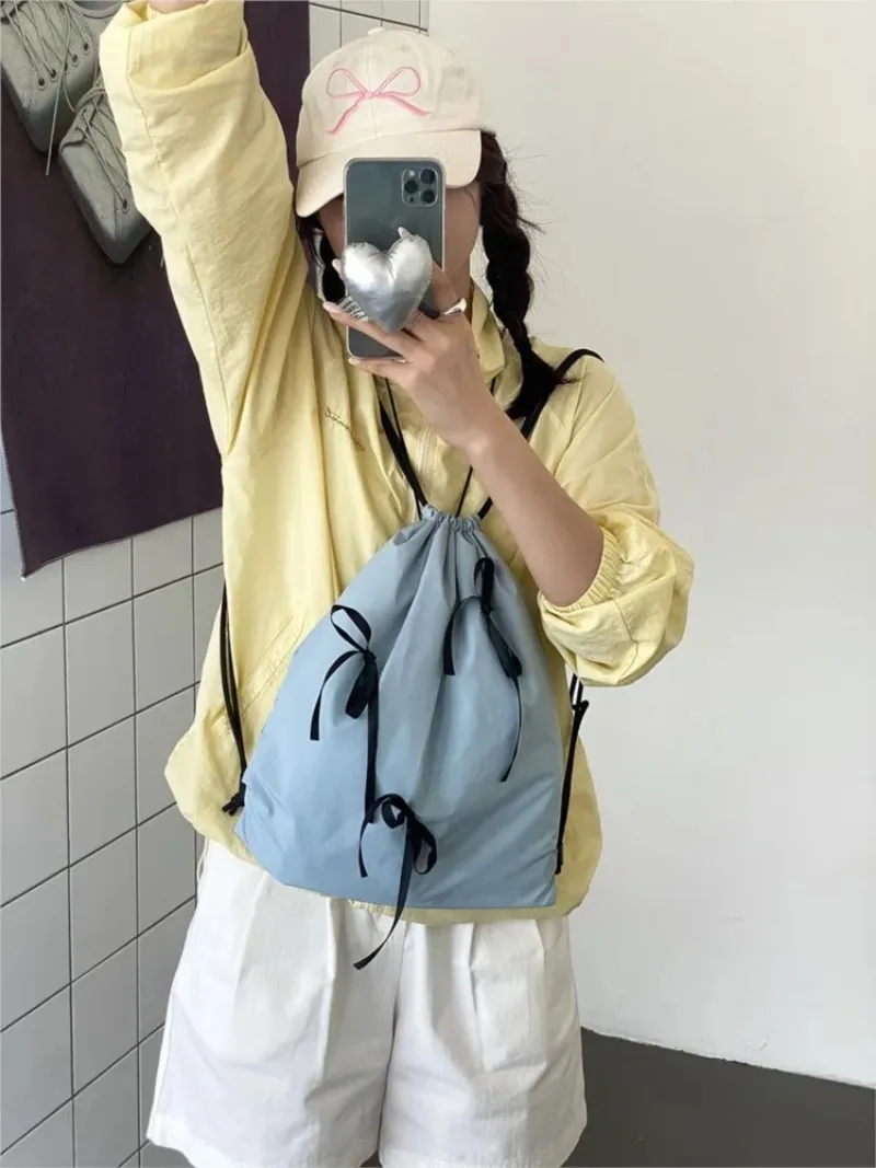 Портативный нейлоновый рюкзак с завязкой-бантом новинка 2024 повседневный