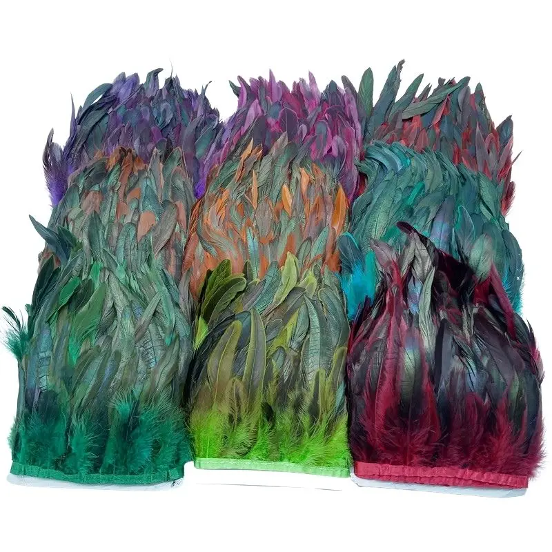 

1Yards Rooster Tail Feathers Trims Decoration Wedding Centerpiece Diy Indian Headdress Needlework Dress Handicrafts Accessories