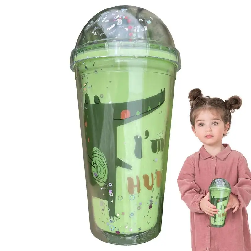 Kids Leakproof Straw Cup Insulated Water Bottle Double Layer