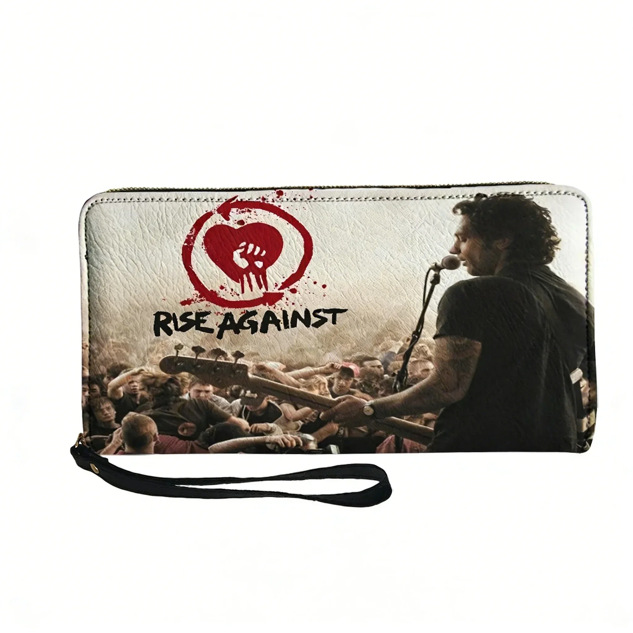 Фото Кошелек-портмоне с принтом группы Rise Against Rock, мужской, женский, подростковый, на молнии, с двойным принтом, портативный кошелек, подарочная сумка. №1