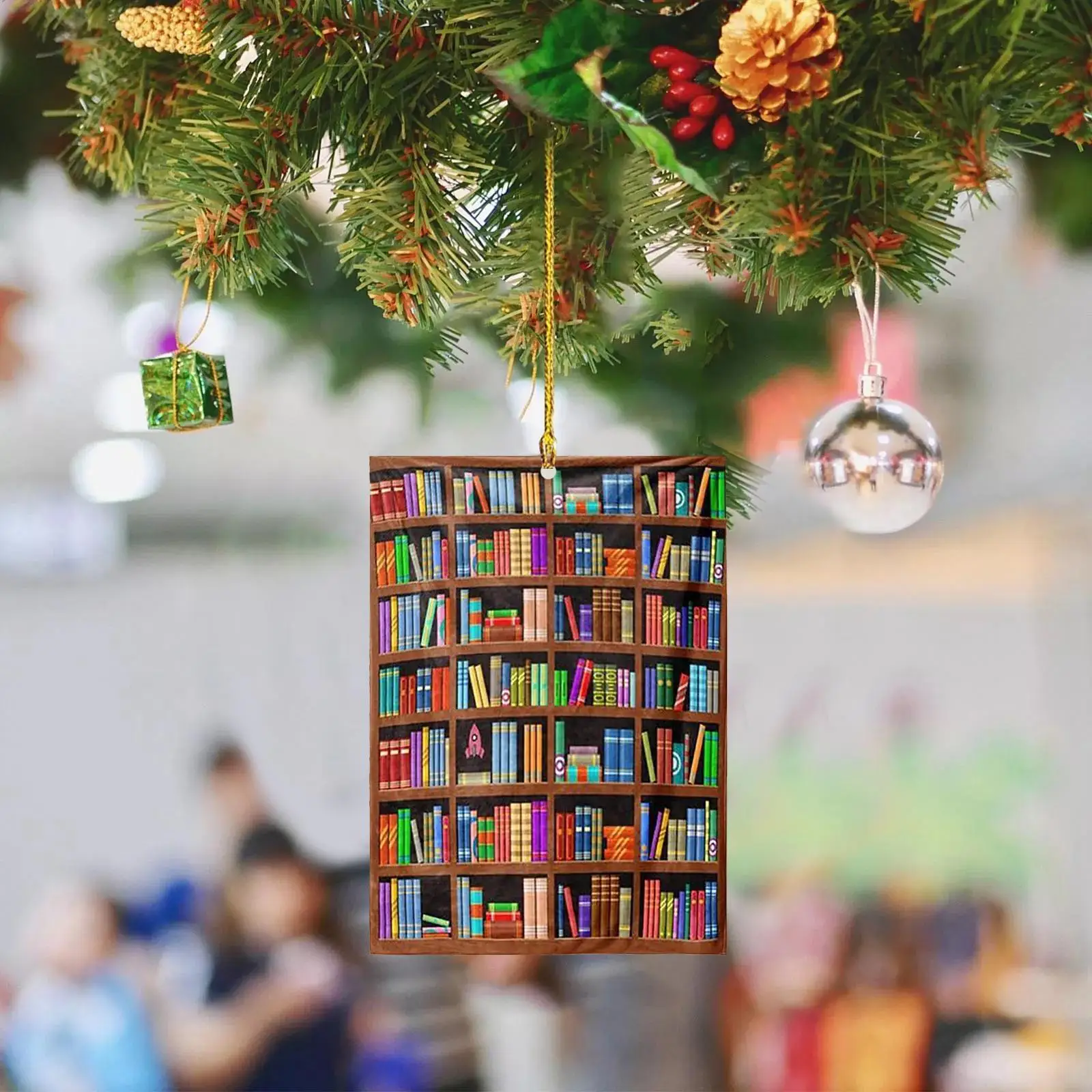

Квадратная книжная полка для влюбленных, подвеска, украшение, рождественский подарок, украшение на елку украшения предметов Christmas W8g2