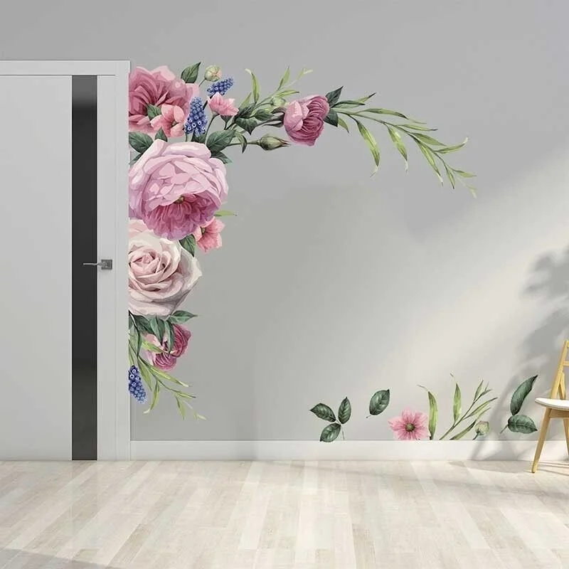 

Removable Flower Floral Wall Sticker Creative Background PVC Living Room Display