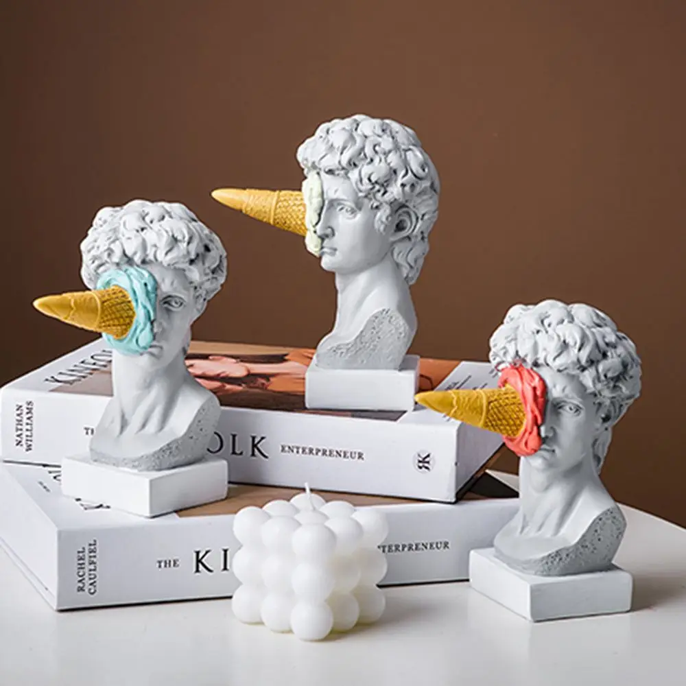 

Nordic Sculpture Ornaments Office Bookshelf Ice Cream David Statue Figure Sculpture Tabletop Figurines Resin Figurines