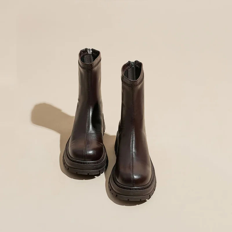 

Thick-soled Martin boots women's autumn 2022 new British style thick-heeled Western-style short boots rear zipper boots