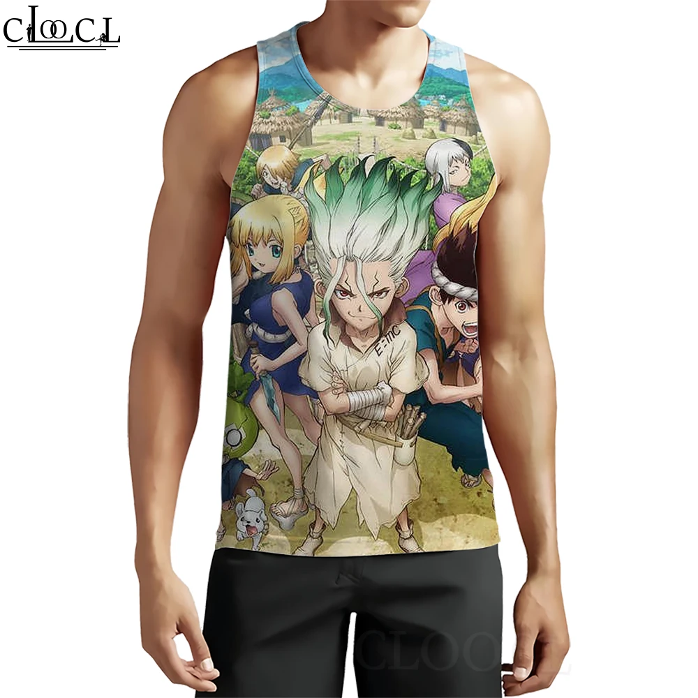 

CLOOCL Men Tank Tops Anime Dr.stone 3D Graphics Vest Casual Clothing Fashion Outdoor Fitness Sleeveless O-Neck Cozy Tops